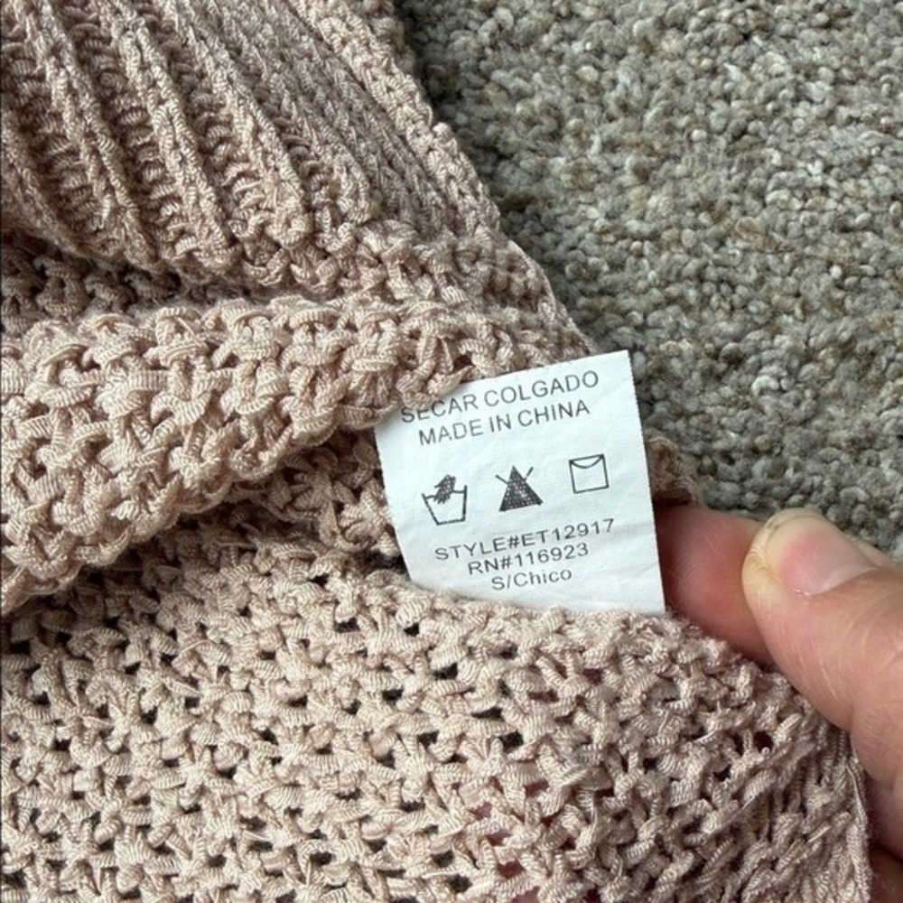 Easel Los Angeles Tan Knit V Neck Oversized Pullover Sweater Top S Neutral - Picture 9 of 9